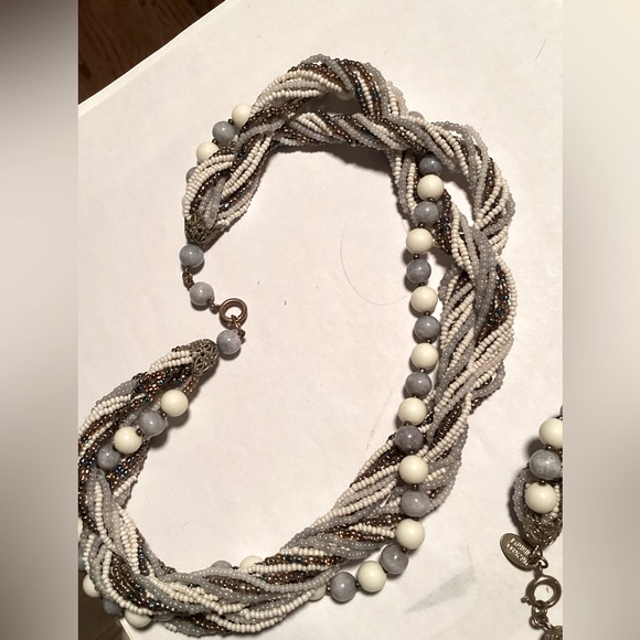 Vintage Haskell multi strand glass bead & seed bead necklace & bracelet demi set - Picture 9 of 15
